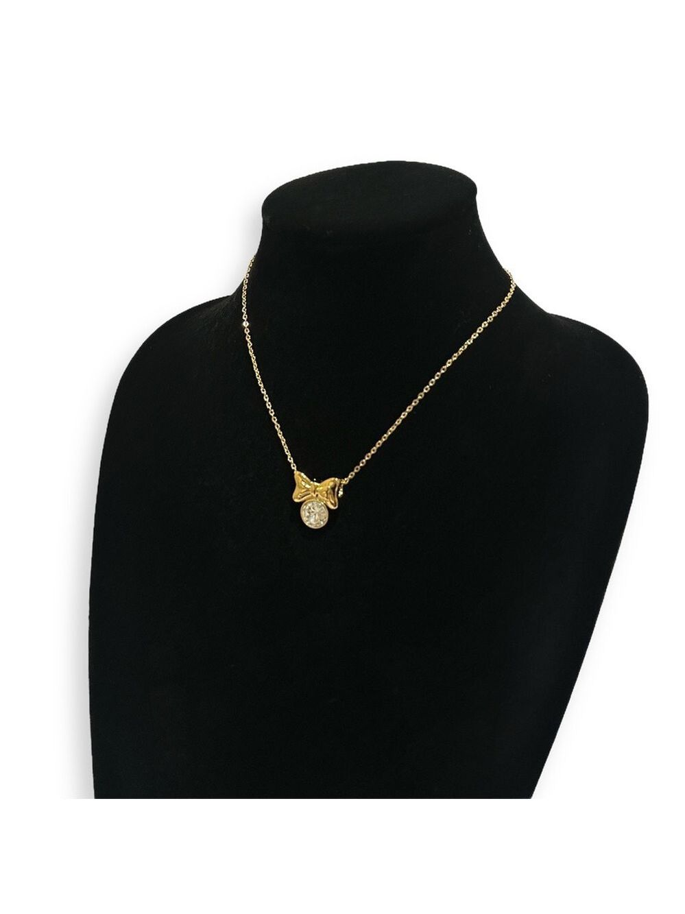 SWAROVSKI 🎀 Must-Have 🎀 Gold-Tone Bow Necklace w Crystal Pendant | NWOT - Picture 4 of 10